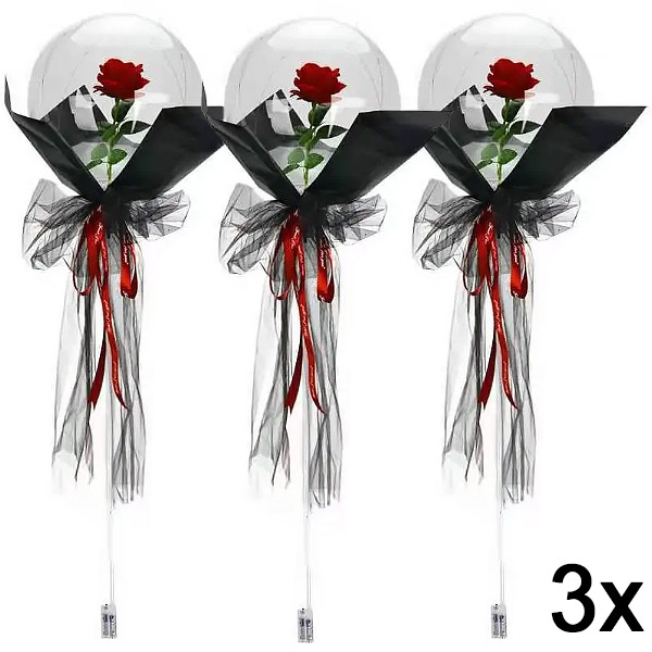3x LED balons ar rozi neaizmirstamiem mirkļiem | LOVEBALLOON