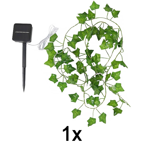 1x Feju saules gaismas ar mākslīgajām efejas lapām (5 m) | LEAFGLO